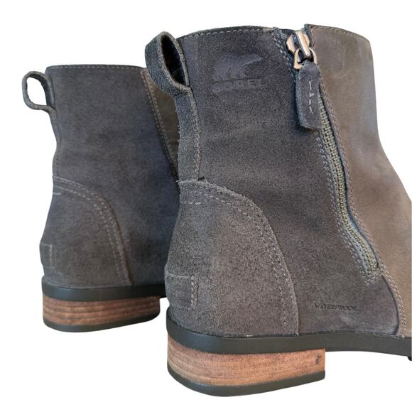 Sorel Emelia Zip Bootie Brown Women’s 10.5 Waterproof Suede Ankle NL3312-052 - Picture 2 of 9